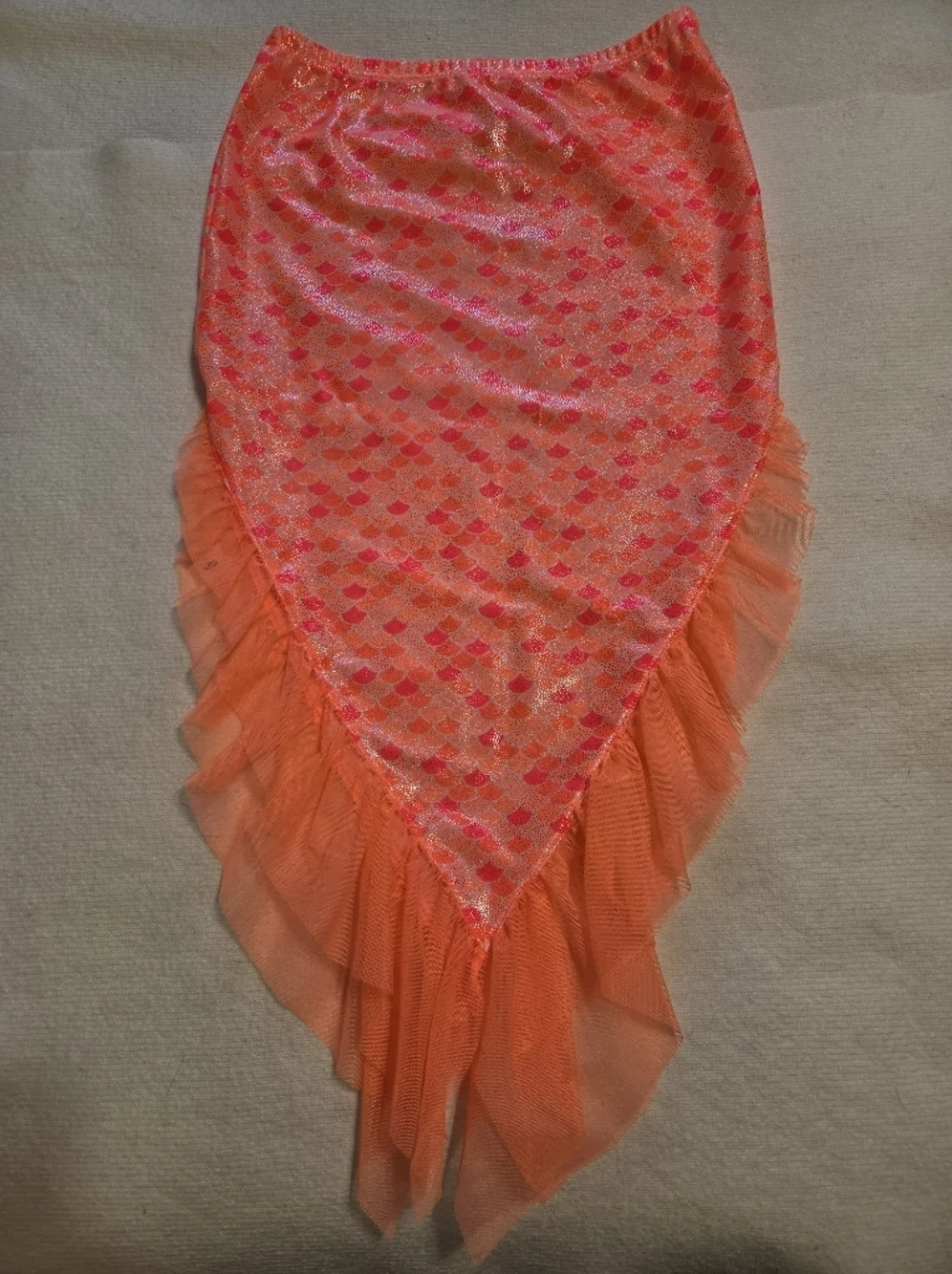 Girls' Neon Coral Mermaid Swimsuit Set with Skirt. Sz 10-12